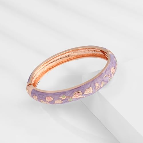 UJOY Colors Handcraft Jewelry Cloisonne Bracelet Enamel Bird Spring Hinged Womens Bangles Gifts Box 55C49-55A80 purple - Image 5