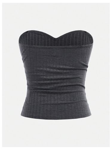 Floerns Girl's Casual Strapless Tube Tops Sweetheart Neck Slim Fit Ribbed Bandeau3