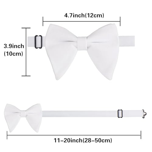 Image of Alizeal Velvet Pre-tied Adjustable Bow Tie for Men Oversize Formal Solid Tuxedo Bowtie