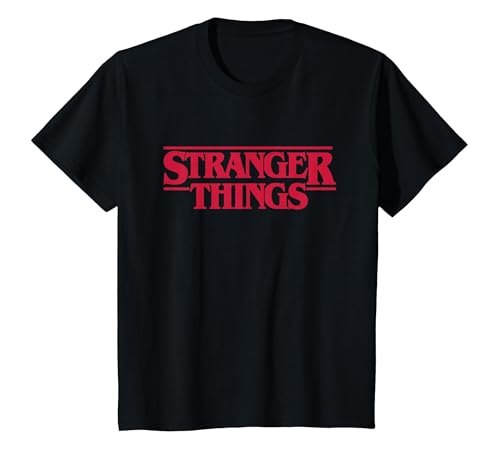 Stranger Things Main Logo Camiseta, Niños, Negro, 12 años