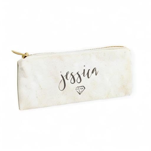 Image of The Cotton & Canvas Co. Personalized Name with Diamond Small Cosmetic Case and Travel Pouch for Office and On the Go