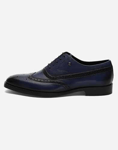 Image of Monte Carlo Mens Solid Lace Up Genuine Leather Formal Brogue Shoes (201826FW)