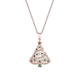 JIANGYUE Christmas Tree Pendant Necklace for Women Rose Gold Plated Color Crystal Santa Claus Snowman Christmas Jewelry Gifts