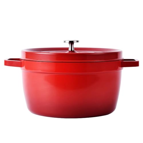 Cacerola de Aluminio Fundido esmaltado con Tapa, Antiadherente de 4,7 L, Olla de cerámica esmaltada, Utensilios de Cocina multifuncionales para Hornear Pan, guisos y Cocina de inducción (inducción ro
