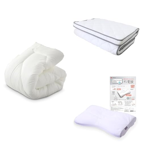 【3点セット買い】nishikawa 【 西川 】セブンデイズ 合繊掛け布団 敷布団 + 医師がすすめる健康枕 肩楽寝 高め 新生活