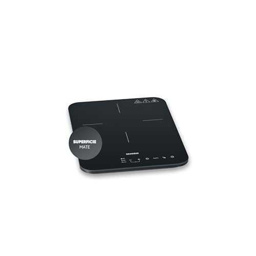 SEVERIN placa de cocina de inducción, placa vitrocerámica, 10 niveles de potencia, pantalla táctil con temporizador, señal acústica y desconexión automática, 2000 W, negro/vidrio, KP 1032