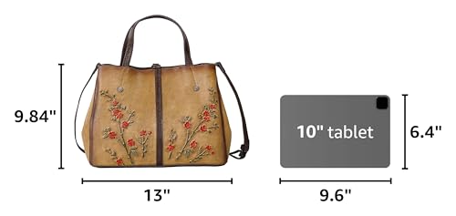 Image of Genuine Leather Satchel for Women Top Handle Bags Handmade Purse Vintage Embossed Leather Crossbody Handbags Hobo Bag