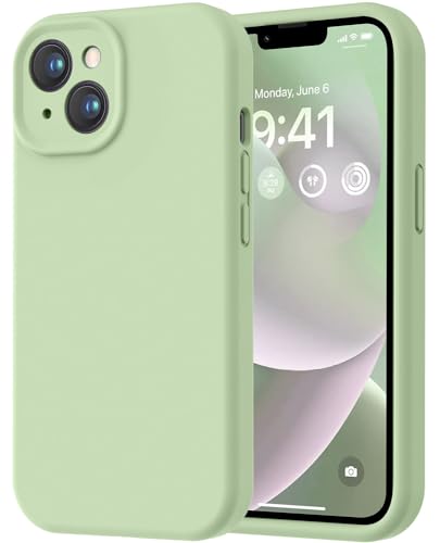 LOVE 3000 Designed for iPhone 14 Case, Premium Silicone with [Soft Anti-Scratch Microfiber Lining] Shockproof Protective Phone Case for Men Women Girls 6.1', Matcha