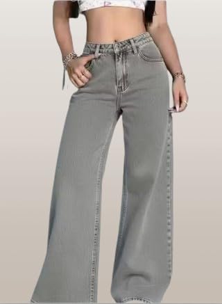 Image of Women's Kashianxstyle Loose Fit Wide Leg Denim Jeans | Mid High Rise Casual Denim Pants for Women, Full Length Everyday Wear
