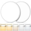 12 Inch 3200LM LED Flush Mount Ceiling Lights, 2-Pack 24W Ceiling Light Fixtures, 2700K/3000K/4000K/5000K/6500K 5 Color in One, Ultra Thin White Round Lamps for Kitchen, Bedroom, Hallway, Non-Dimmable