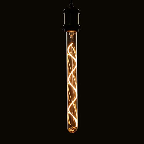 Lámpara de tubo de bombilla LED Edison E27 Lámpara incandescente vintage en forma de tubo Tubo de color dorado de 300 mm Filamento en espiral blanco cálido Nostalgia e iluminación retro, no regulable Cover