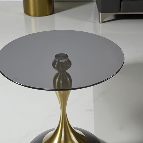 Image of The Attic Luxe Drop End Table with Unique Metal Base Decor, Tea Table for Living Room, Black