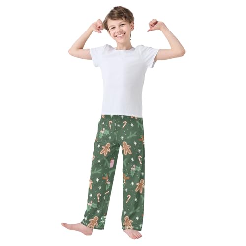 Boys' Pants Christmas Gingerbread Tree Gifts Long Bottoms Jogger Pants Elastic Waist Trousers with Pockets S-XL2