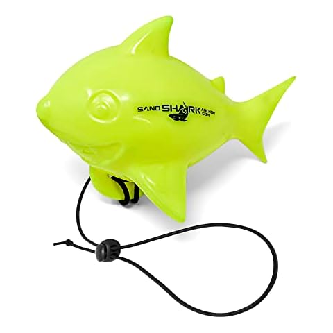Floating Anchor Ball Marker Buoy by SandShark. Shark Shaped Pontoon Boat Accessories for Beach Fun. Boat Anchor Accessories for Shallow Water. High Visibility. 30" Bungee Cord (Neon Green). Cover