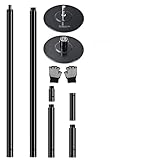 SereneLife Professional Upgrade Spinning Dance Pole - Portable & Removable Stripper Fitness Pole, Adjustable & Smooth Connection, Great for Workout & Exercise, Club, Bedroom, Home - SLDPBK (Black)