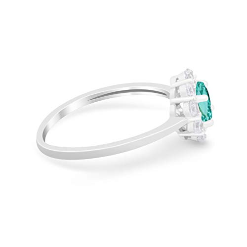 Blue Apple Co. Halo Art Deco Cluster Floral Wedding Engagement Ring Petite Dainty Round Cubic Zirconia 925 Sterling Silver2