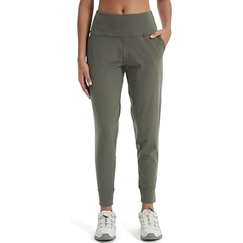 Maxbee Joggers Pants for Women with Pockets-Workout Sweatpants-Athletic Trackpants-Womens Lounge Running Pant Olive Cover