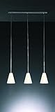 lampe hvid plast  Busch Monique HV de lampe suspension 3 x G9 max. 40 W + Verre Blanc, Couleur : Titane argenté/verre blanc
