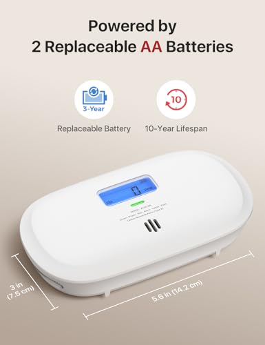 X-Sense Carbon Monoxide Detector, Replaceable Battery Powered CO Alarm with Digital Display, Portable Carbon Monoxide Detector for Travel, XC0C-SR, 1-Pack - Image 3