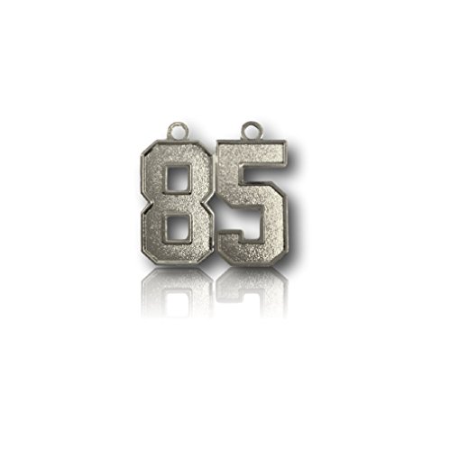 Number 85 Silver Plated Jersey Style Sports Necklace Charm Pendant (0.8