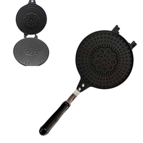 Vskdプレス煎餅メーカー 焼き器 イカ焼きプレス機 エッグロールメーカー ワッフルメーカー フラットパン クレープパン 両面焼き鍋 アイスクリームコーン型 ケーキ焼き型 ビスケット焼き型 家庭用調理器具 ノンスティック加工 キッチンベーキングツール (1