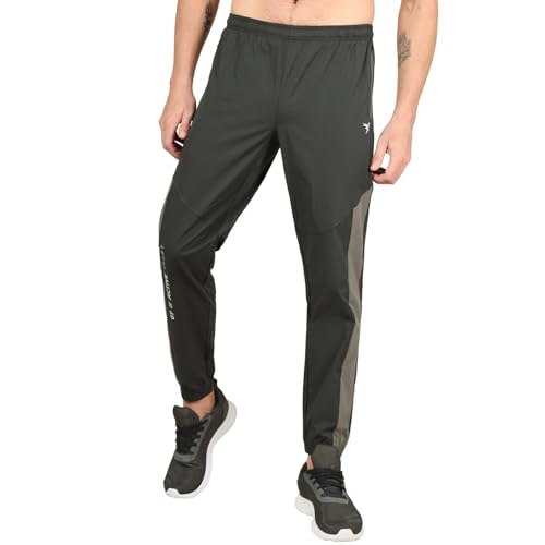 Image of TECHNOSPORT Men's Colorblock Slim Fit Sports Joggers TECHNOLITE Lightweight Active Track Pants Quick Dry Stretch Gym Running Training Fitness Activewear