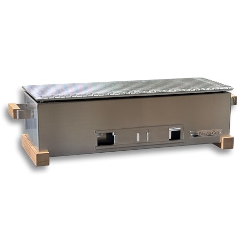 The Bincho Grill 24 Inch Wide Body Yakitori Grill – Japanese Style Charcoal Robata BBQ for Skewers, Steaks, and More – Restaurant-Quality Binchotan Tabletop Grill – Portable and Durable