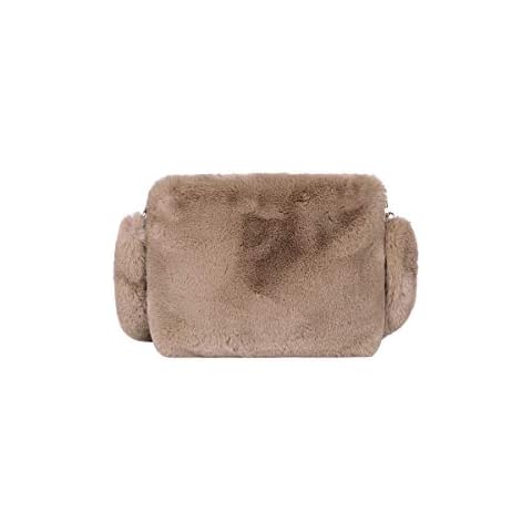 Ulisty Women Autumn Winter Faux Fur Shoulder Bag Plush Strap Crossbody Bag Fluffy Handbag Brown Cover