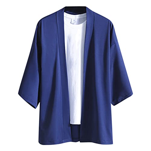 Kimono for Men Half Sleeve Men's Beach Kimono Shirt Japanese Bathrobe Open Front Cardigan Jacket Lightweight Casual Shirts3