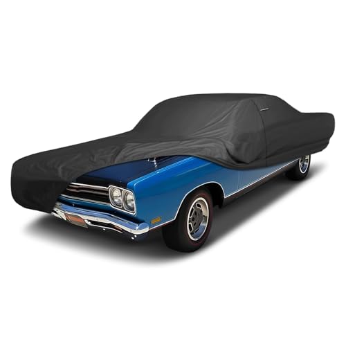Image of iCarCover Premium Custom Car Cover for 1967-1969 Plymouth GTX Heavy Duty Waterproof All Weather Rain Snow UV Sun Protector Custom Fit Full Exterior Indoor Outdoor Protection Car Cover (Black)