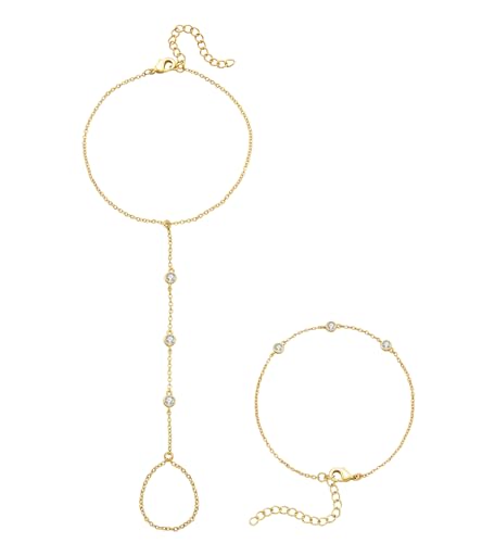 Image of adoyi Gold Bracelets for Women, 14K Gold Plated Stackable Bracelet Stack Set Adjustable Charm Paperclip Chain Cuban Link Layered Waterproof Jewelry Sets Gifts for Womens 6.5 Inch