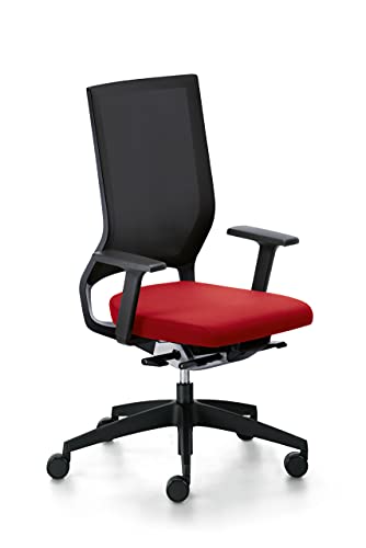 Sedus Quarterback qb-102, ergonomischer Bürostuhl, große Farbauswahl, individuell anpassbar (schwarz/rot, Netzmembran)