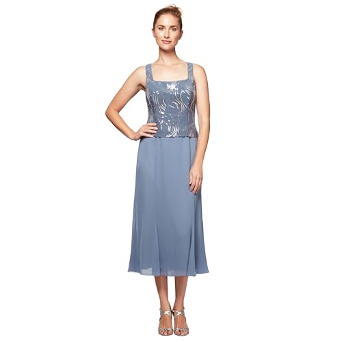 Image of Alex Evenings Women's Tea Length Jacket Dress, Perfect for Weddings, Formal Events (Petite and Regular Sizes)