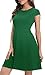 HIKA Women's Casual Elegant A Line Short Cap Sleeve Round Neck Dress (Medium, Deep Green)