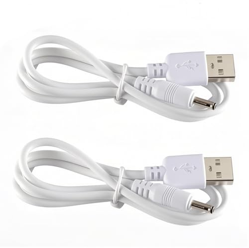 Charger Cord Replacement for Flawless Pedi, Electronic Pedicure Tool - USB to DC Barrel Cable 5 ft 2-Pack