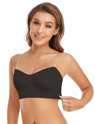 Image of Lusait Strapless Bra for Women Non-Slip Silicone Padded Bandeau Bra Wireless Tube Top Bralette