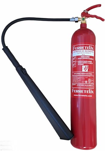Ferretelix® Extintor CO2 5 Kg con Soporte – Alta Eficacia Sin Residuos – Certificado según Directiva 2014/68/EU G