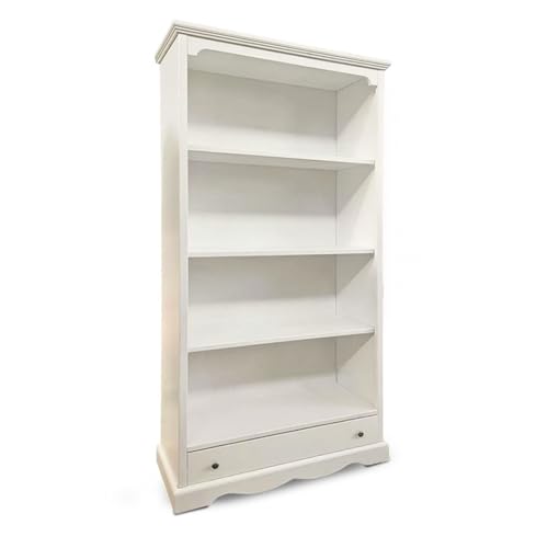 Mar.c.a. Design - Libreria Arte Povera con 4 Ripiani e Sportello - Libreria in Legno 94x36x189 cm con Base Rialzata - Made in Italy