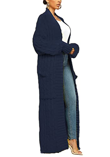 Image of Tcremisa Long Cable Knit Cardigans for Women Chunky Maxi Sweater Coat