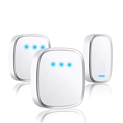 【2021最新版】ワイヤレスチャイム 呼び鈴 玄関チャイム 大音量0dB~100dB調整可能 介護/飲食店/玄関/浴室などに適用 防水 防塵 最高280M無線範囲 ドアベル 36曲選択可能 4段階音量調節 受信機1個 送信機1個 (1T2, 白)