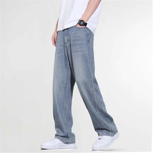 Hndudnff Men's Loose Thin Wide-Leg Baggy Jeans Summer Distressed Straight Jogging Denim Pants4
