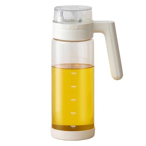 Image of PRIME PICK Oil Dispenser Bottle for Kitchen 700ml - No Drip Auto Open & Close Glass Container, Leak-Proof Handle Design, Stainless Steel Spout, Transparent Jar for Cooking, Baking & BBQ