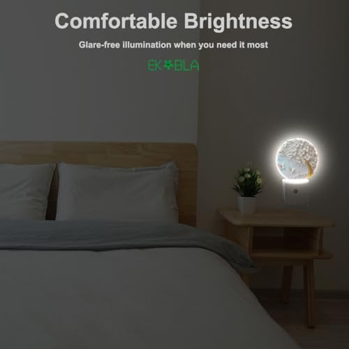 Image of EKOBLA Butterfly and Cherry Blossom Night Light, Floral Night Lights Plug Into Wall with Dusk to Dawn Sensor for Bedroom, Bathroom and Corridor