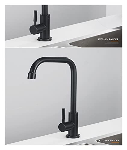 Robinet de cuisine noir mat rotatif en acier inoxydable 304 pour évier - 6