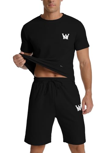 MLANM Mens Short Sets 2 Piece Outfits Casual Summer Tracksuits Fashion Short Sleeve T Shirt and Shorts4