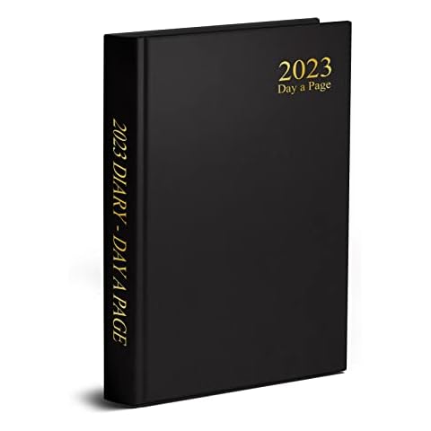 VR Angel 2023 Diary A4 | A5 | A6 Diary Week to View | Day A Page | Desk Diary | A6 Hard Backed with Metal Edges for Home and Office Use ( Black - A4 Day A Page ) Cover