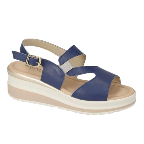 Sandales en cuir bleu Valleverde compensées pour soulager les pieds sensibles avec style