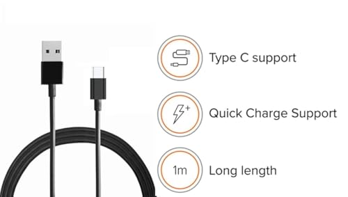 Image of Premium Mi Xiaomi Type C 3Amp 100Cm Fast Charge Cable Black|USB to Type C|Supports Upto 22.5W Fast Charging|Suitable for All Smartphones,Tablet and Accessories
