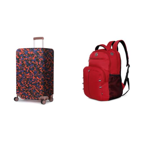 Image of ACEPACK Polyester Fabric Stretchable & Washable Protective Luggage Cover Universal Large Check in + Global 25.91 Liters Water Repellant 17.32 inch Laptop Backpack with Rain Cover for Casual,