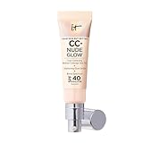 IT Cosmetics CC+ Nude Glow (Fair Beige) - Medium Coverage Foundation with SPF 40 & Brightening Glow Serum, Lightweight Skin Tint, 2% Niacinamide + Hyaluronic Acid, Up to 24H Hydration - 1.08 fl oz